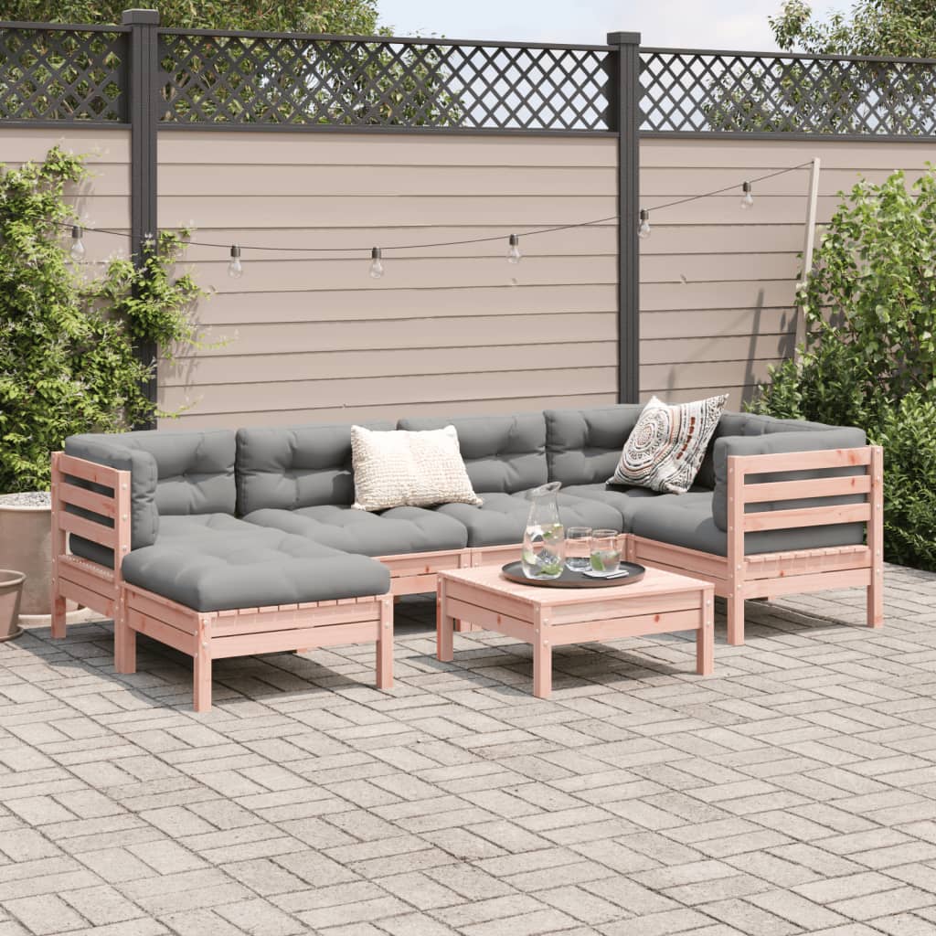 7-delige Loungeset met kussens massief douglas vurenhout