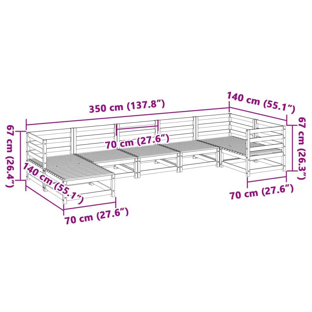 7-delige Loungeset geïmpregneerd grenenhout