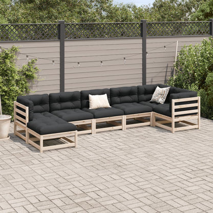 7-delige Loungeset met kussens massief grenenhout