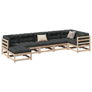 Loungeset 7-delig massief grenenhout antraciet kussens
