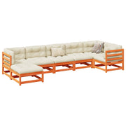 Loungeset 7-delig massief grenenhout wasbruin