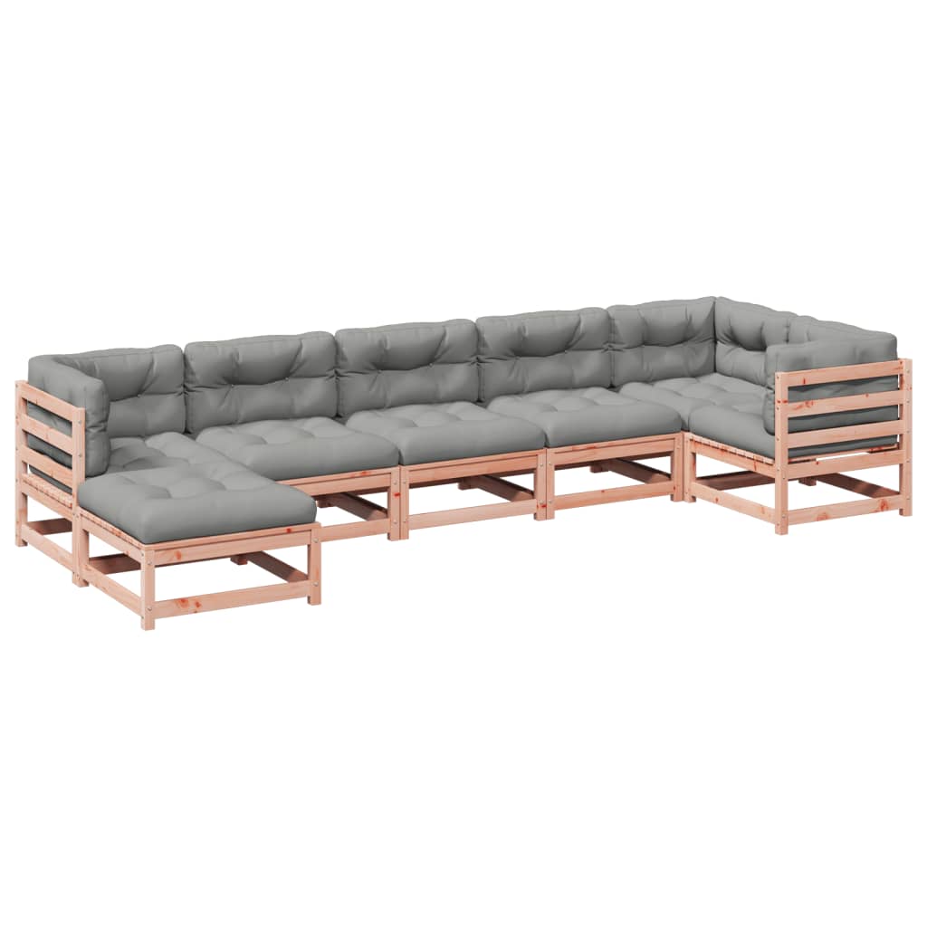 7-delige Loungeset met kussens massief douglas vurenhout