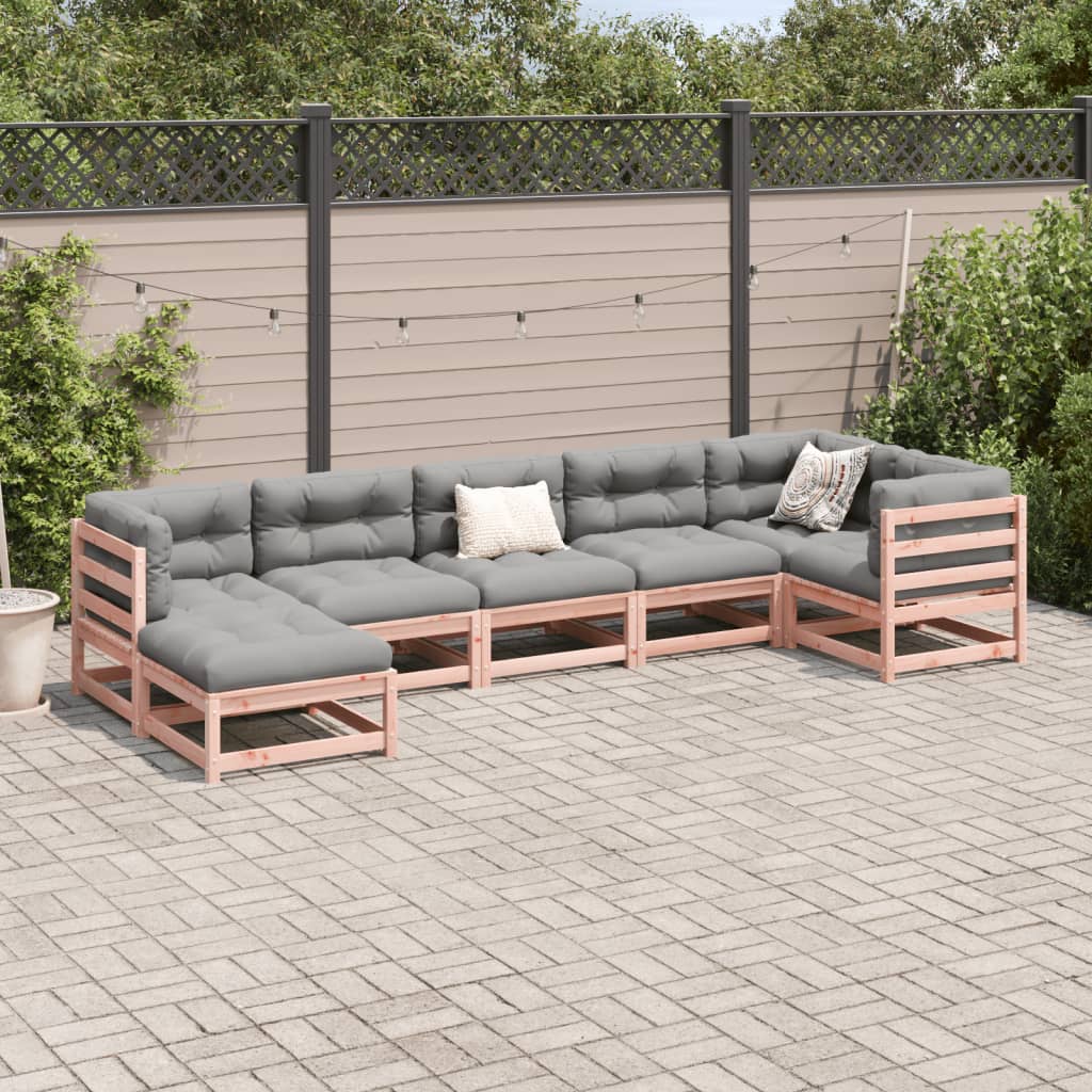 7-delige Loungeset met kussens massief douglas vurenhout