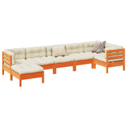 Loungeset 7-delig massief grenenhout wasbruin