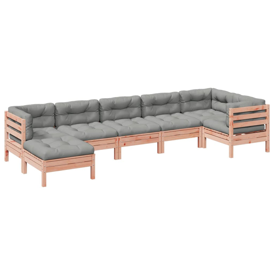 7-delige Loungeset met kussens massief douglas vurenhout