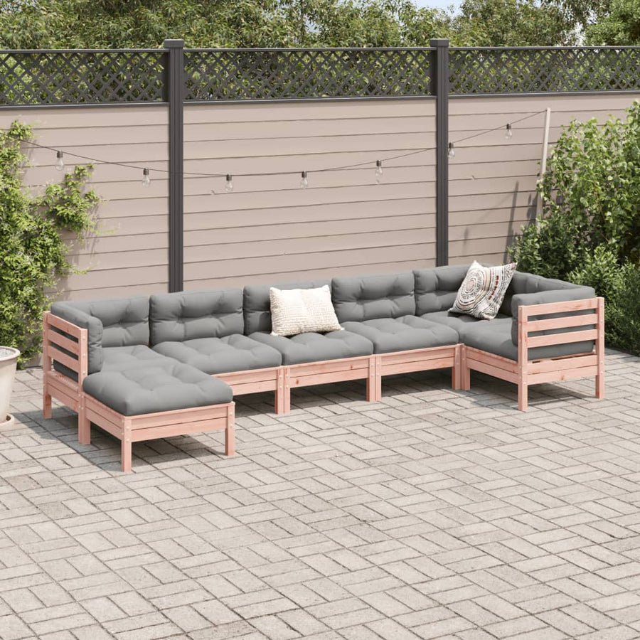 7-delige Loungeset met kussens massief douglas vurenhout