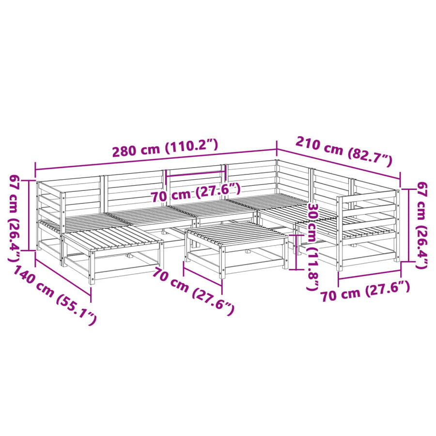 8-delige Loungeset geïmpregneerd grenenhout