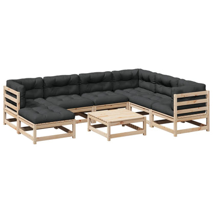 8-delige Loungeset met kussens massief grenenhout