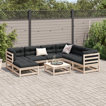 8-delige Loungeset met kussens massief grenenhout