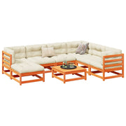 Loungeset massief grenenhout 8-delig wasbruin