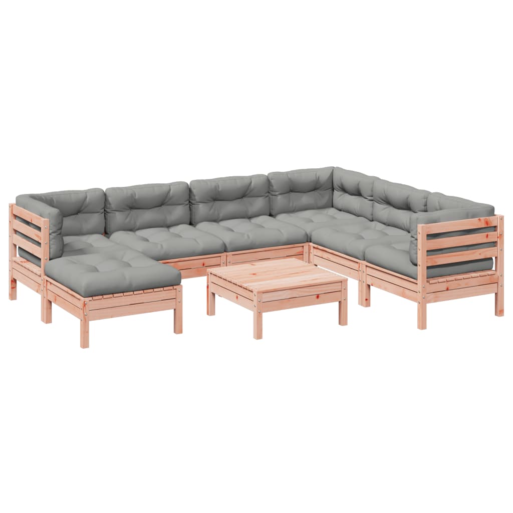 8-delige Loungeset met kussens massief douglas vurenhout