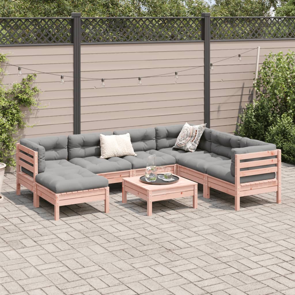 8-delige Loungeset met kussens massief douglas vurenhout
