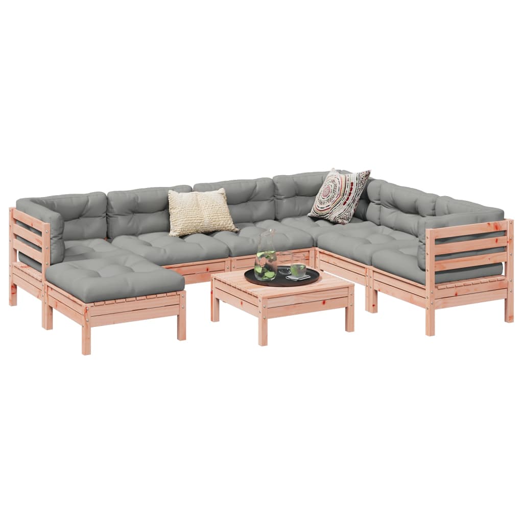 8-delige Loungeset met kussens massief douglas vurenhout