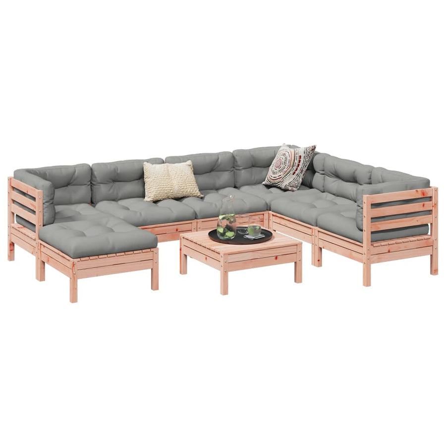 8-delige Loungeset met kussens massief douglas vurenhout