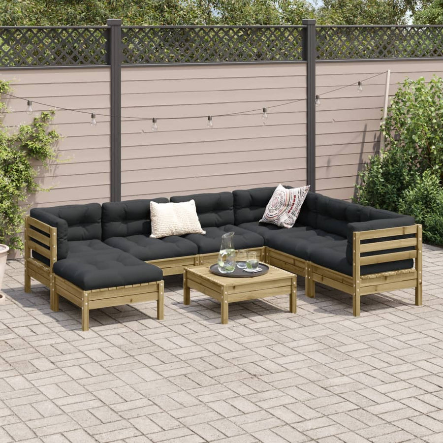 8-delige Loungeset met kussens geïmpregneerd grenenhout