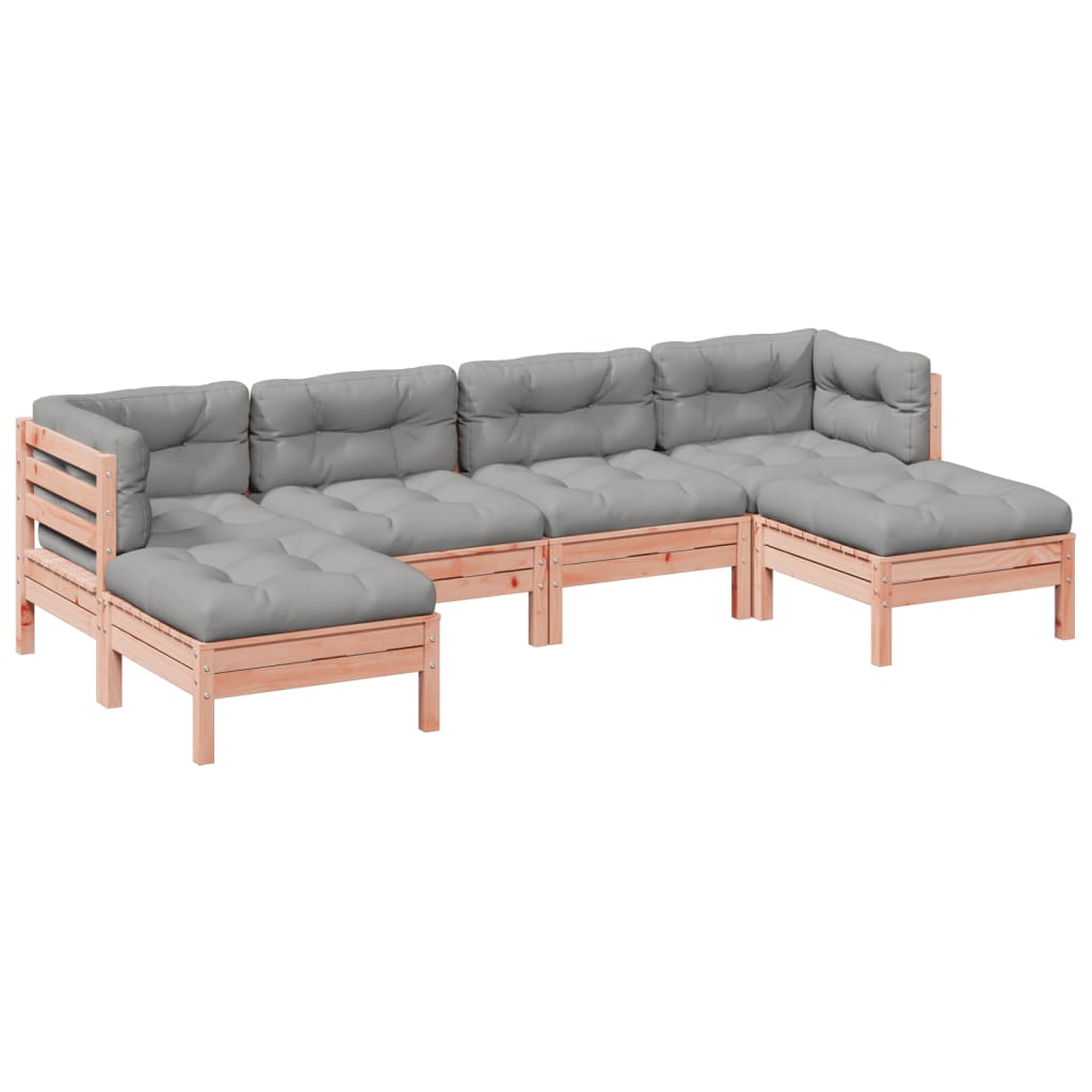 6-delige Loungeset met kussens massief douglas vurenhout