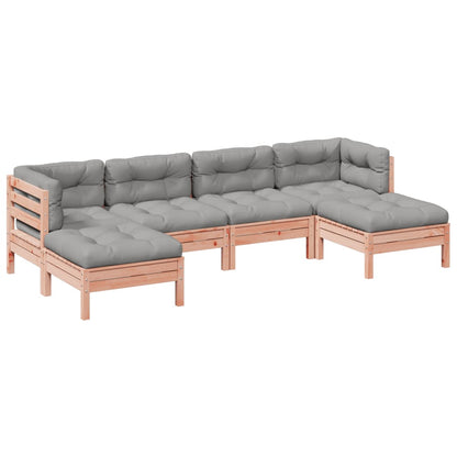 6-delige Loungeset met kussens massief douglas vurenhout