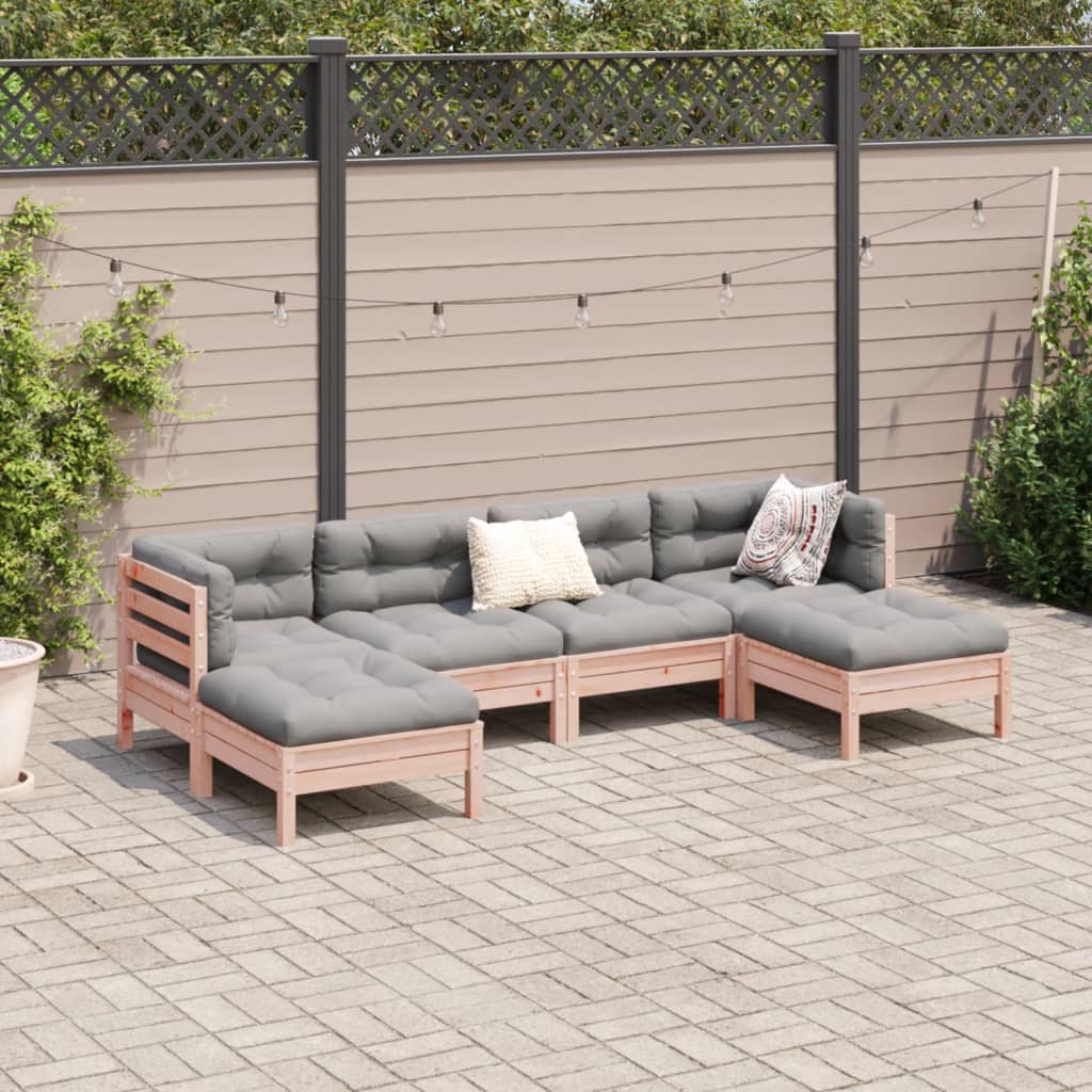 6-delige Loungeset met kussens massief douglas vurenhout