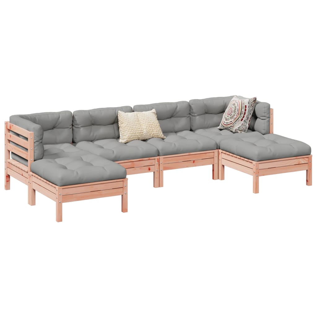 6-delige Loungeset met kussens massief douglas vurenhout