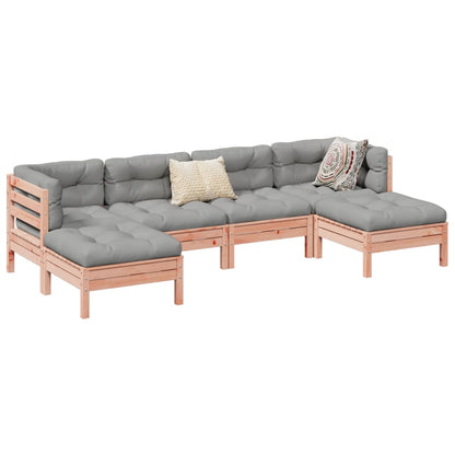 6-delige Loungeset met kussens massief douglas vurenhout