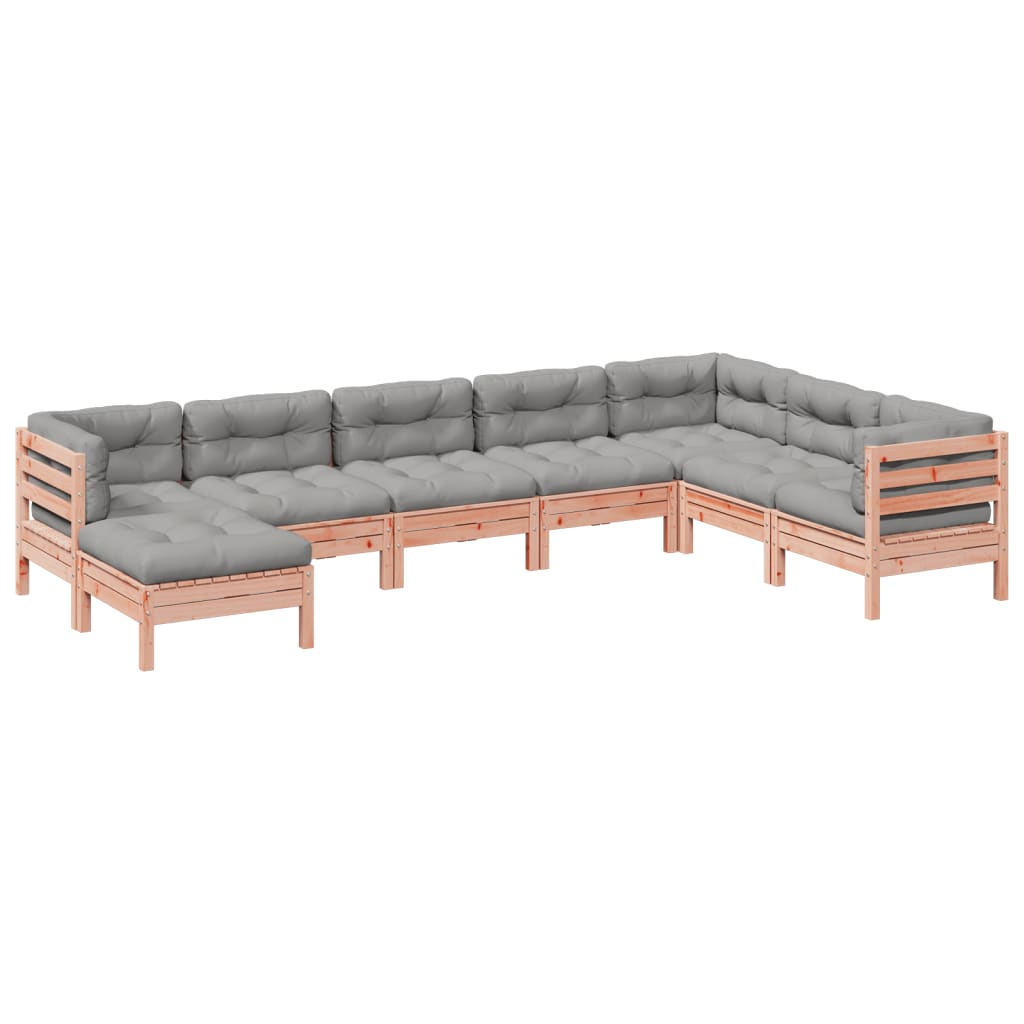 8-delige Loungeset met kussens massief douglas vurenhout