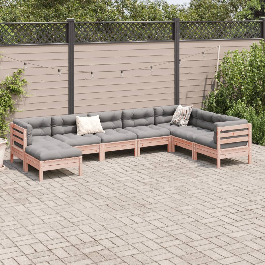 8-delige Loungeset met kussens massief douglas vurenhout