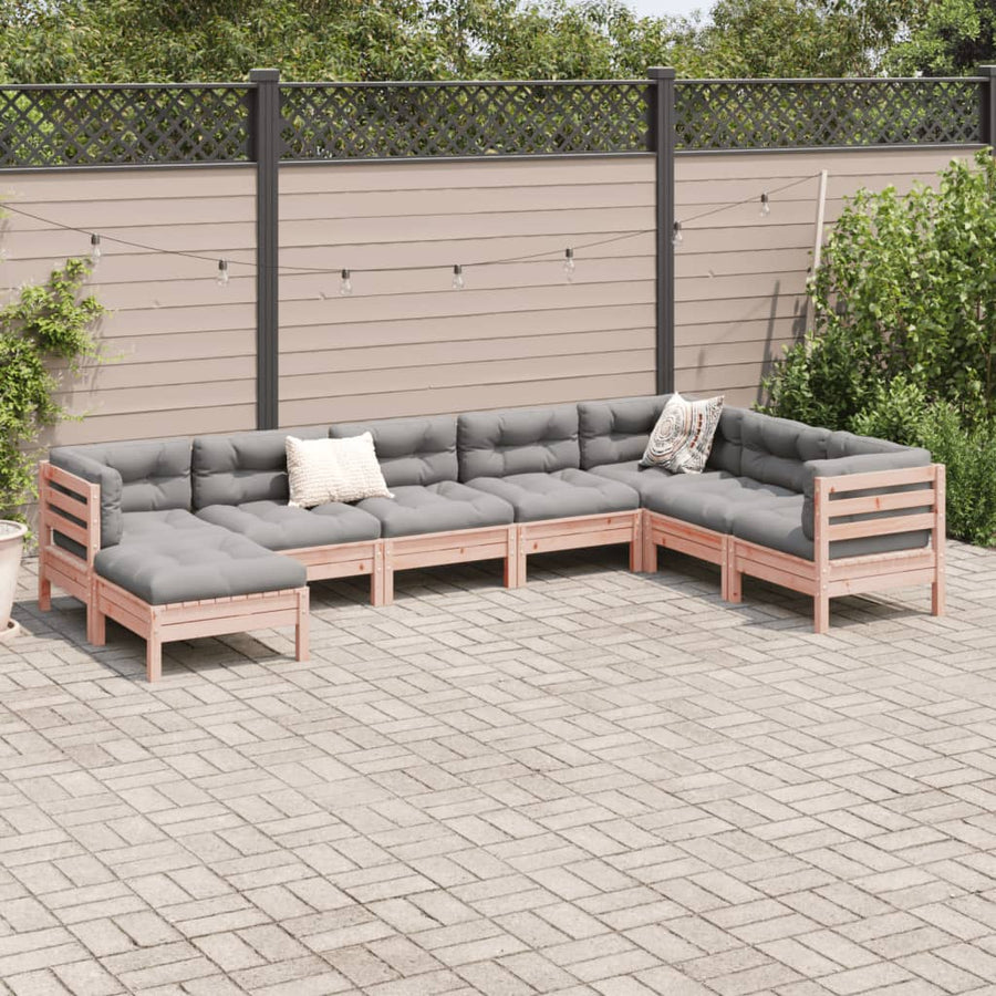 8-delige Loungeset met kussens massief douglas vurenhout