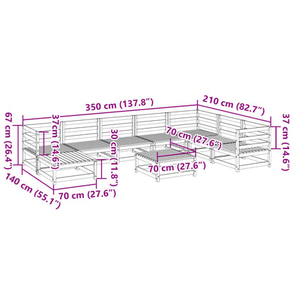 9-delige Loungeset massief grenenhout