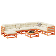Loungeset 9-delig massief grenenhout wasbruin