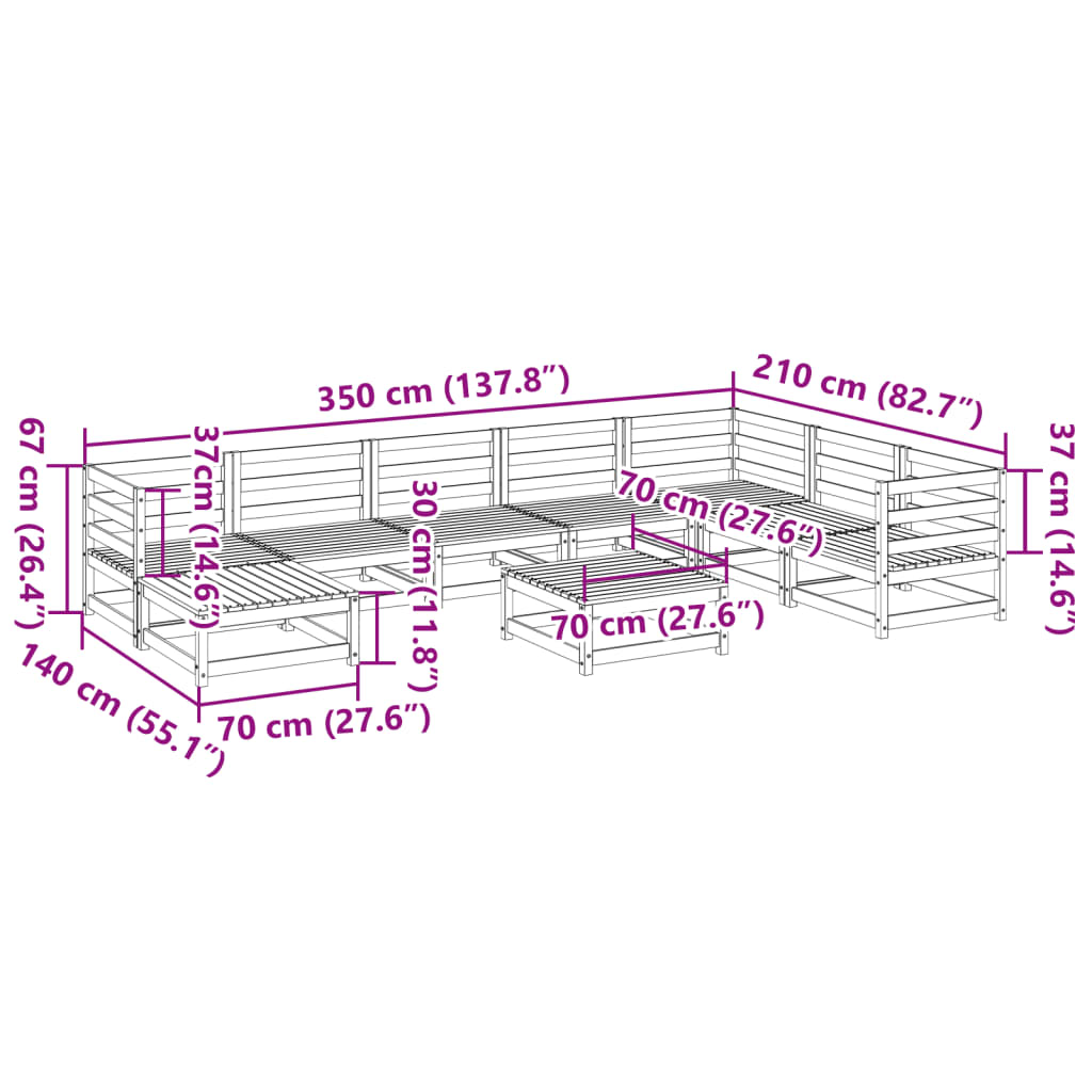 9-delige Loungeset massief douglas vurenhout