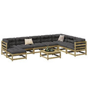 9-piece Impregnated Pine Wood Lounge Set