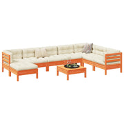Loungeset 9-delig massief grenenhout wasbruin