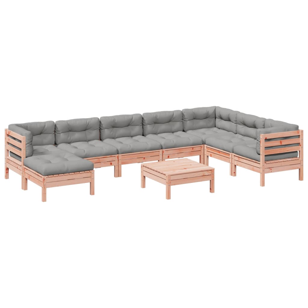 9-delige Loungeset met kussens massief douglas vurenhout