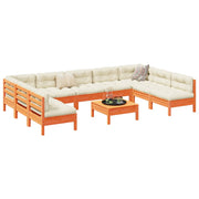 Loungeset 10-delig massief grenenhout wasbruin