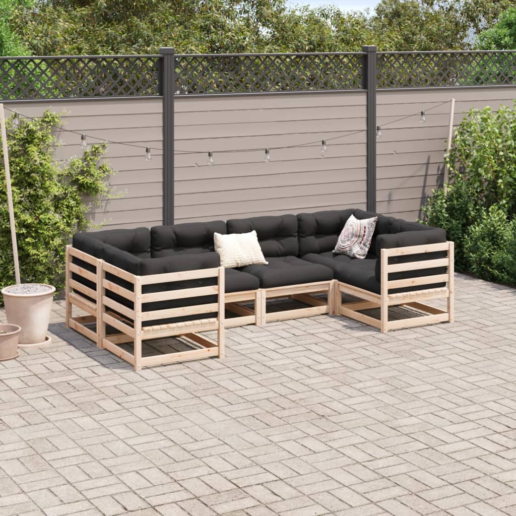 6-delige Loungeset massief grenenhout