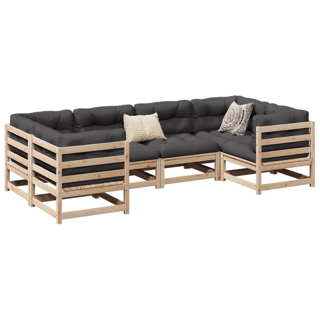 6-delige Loungeset massief grenenhout