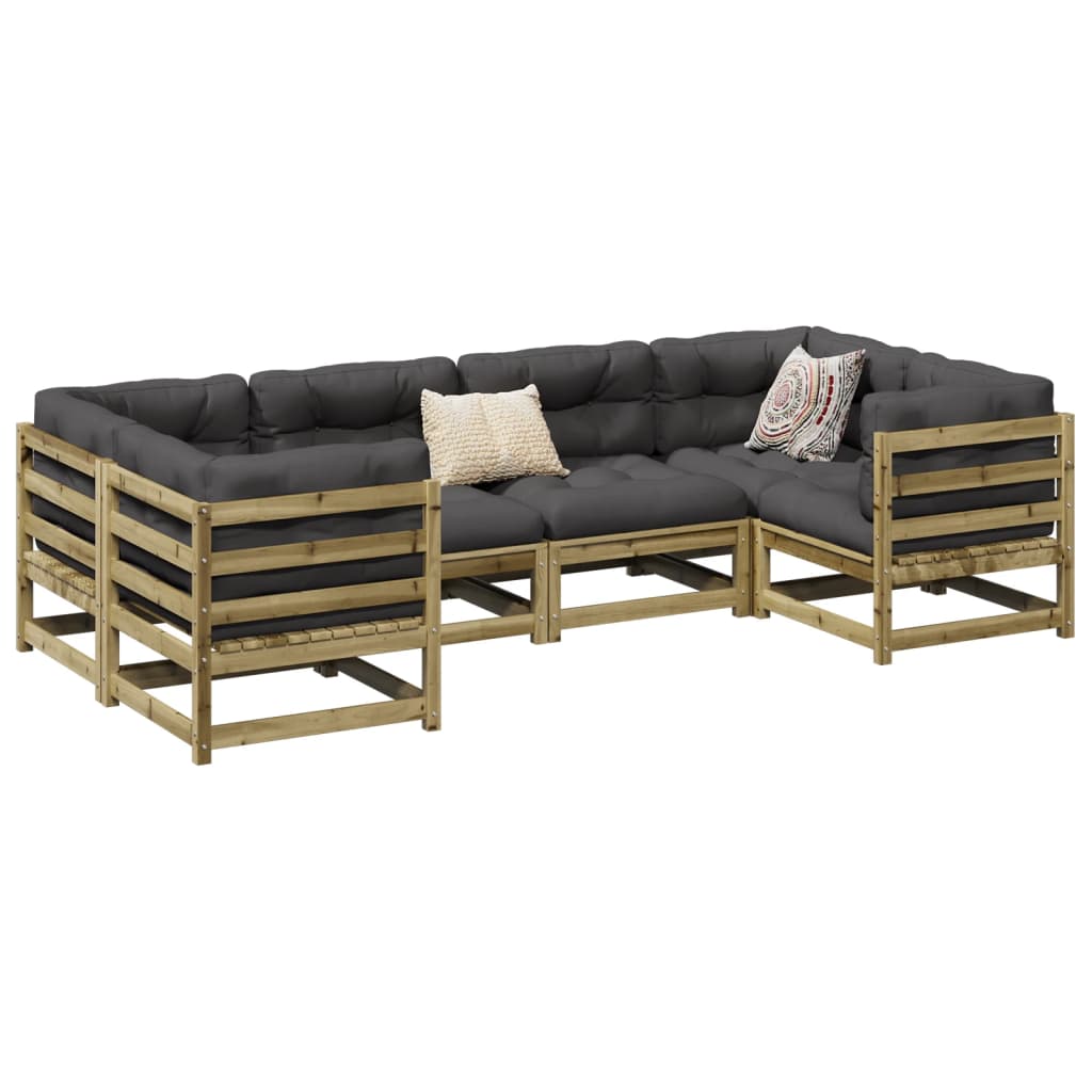6-delige Loungeset geïmpregneerd grenenhout