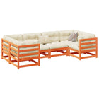 Loungeset 6-delig massief grenenhout wasbruin