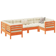 Loungeset 6-delig massief grenenhout wasbruin
