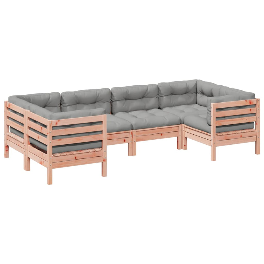6-delige Loungeset met kussens massief douglas vurenhout