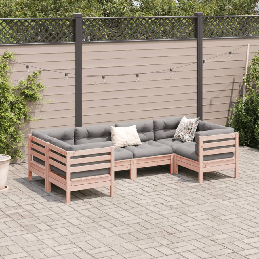 6-delige Loungeset met kussens massief douglas vurenhout