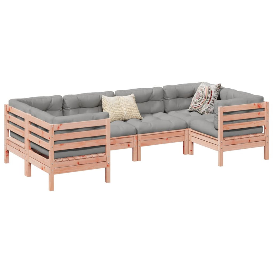 6-delige Loungeset met kussens massief douglas vurenhout