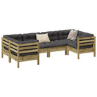 6-piece Lounge Set with Cushions, impregnated pine wood
