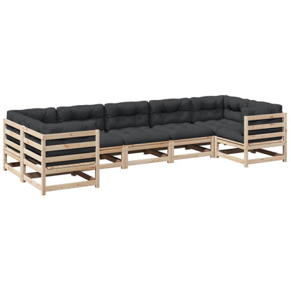 7-delige Loungeset met kussens massief grenenhout