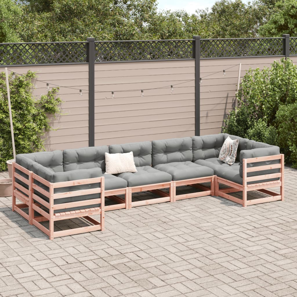 7-delige Loungeset met kussens massief douglas vurenhout