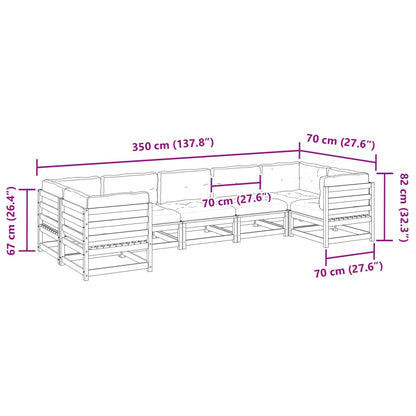 7-delige Loungeset met kussens massief douglas vurenhout