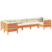 Loungeset 7-delig massief grenenhout wasbruin