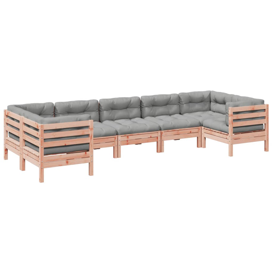 7-delige Loungeset met kussens massief douglas vurenhout