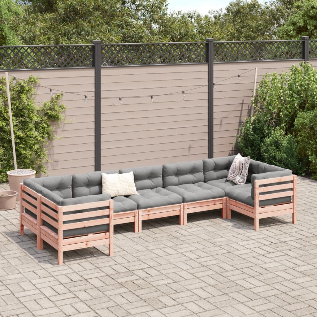 7-delige Loungeset met kussens massief douglas vurenhout
