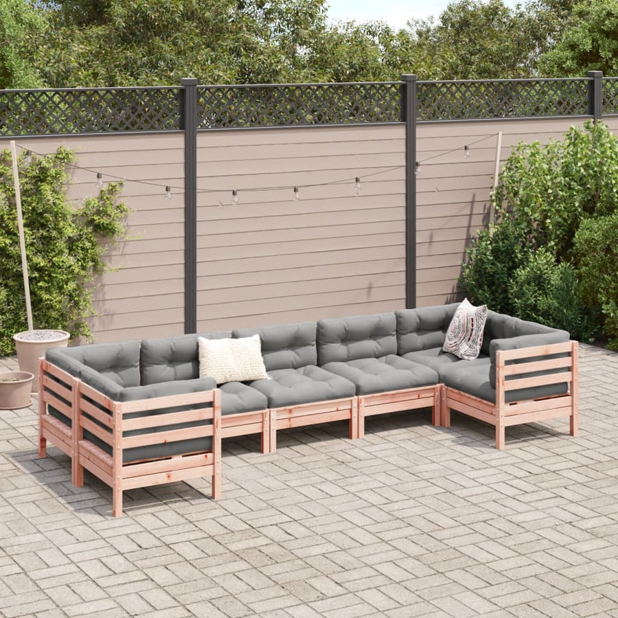 7-delige Loungeset met kussens massief douglas vurenhout